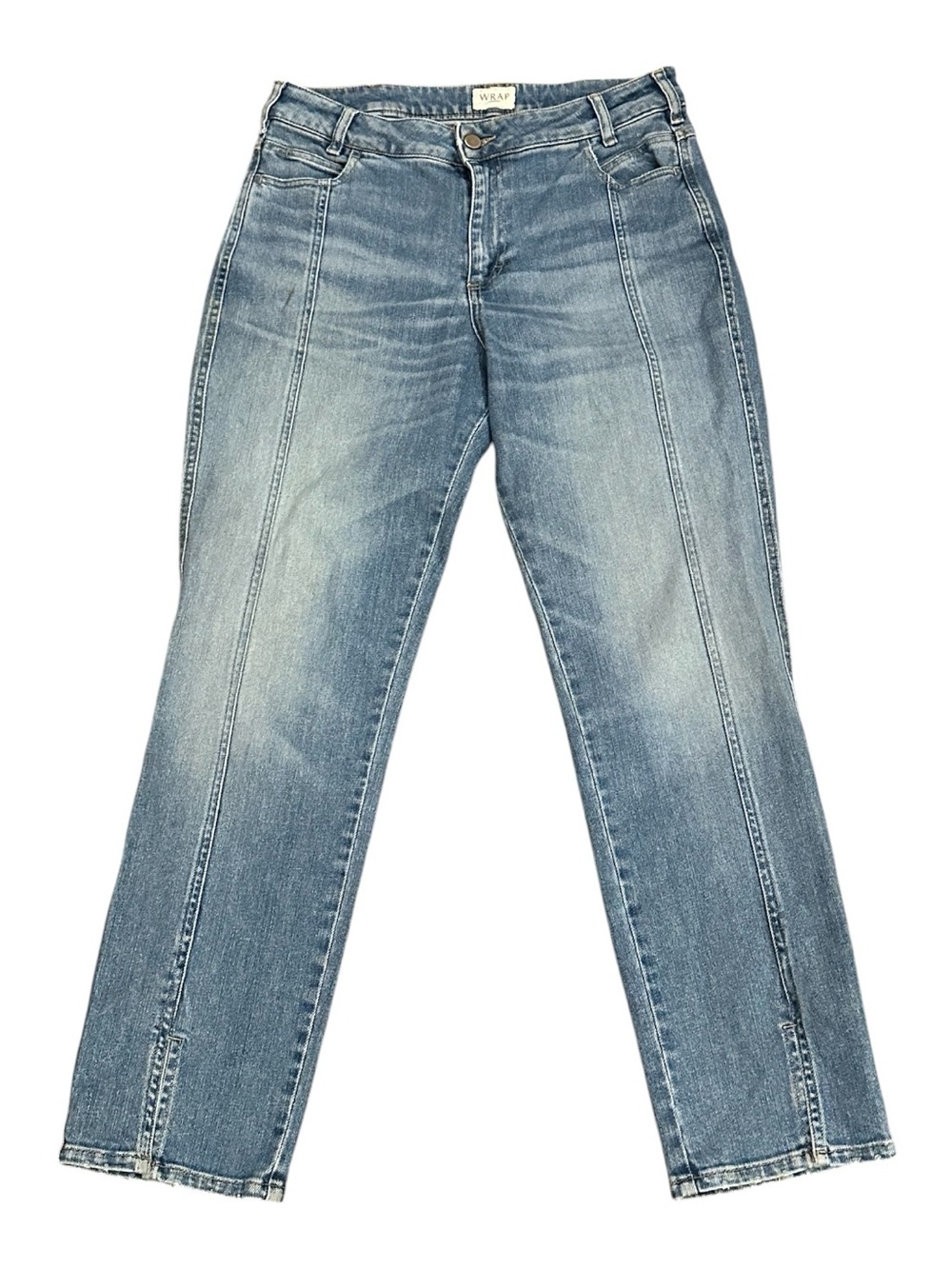 WRAP LONDON Women DESIGNER POETRY Denim Bootcut Jeans Front Seam Split Hem 32X27